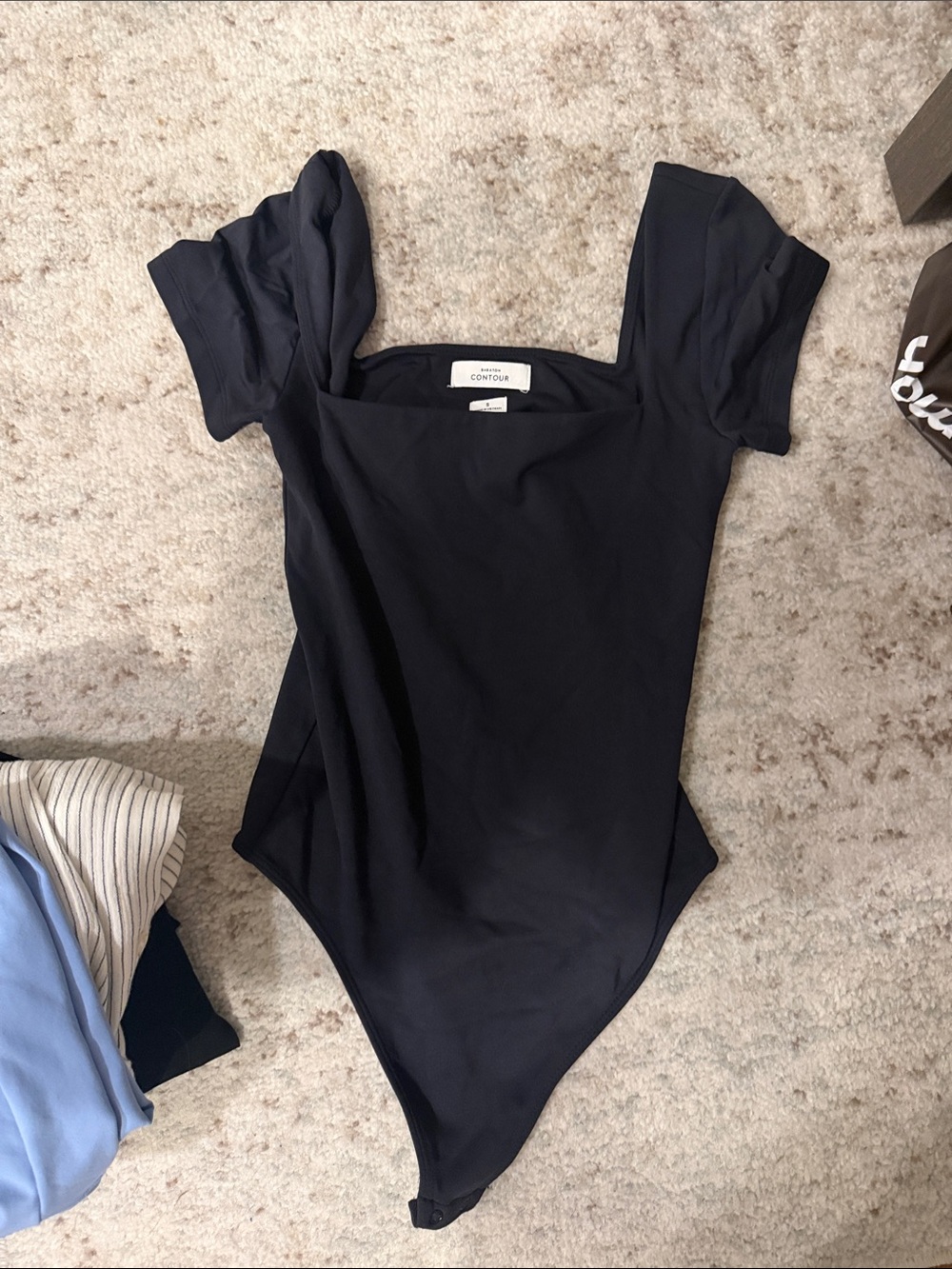 Aritzia Black Puff Sleeve One-Piece Bodysuit